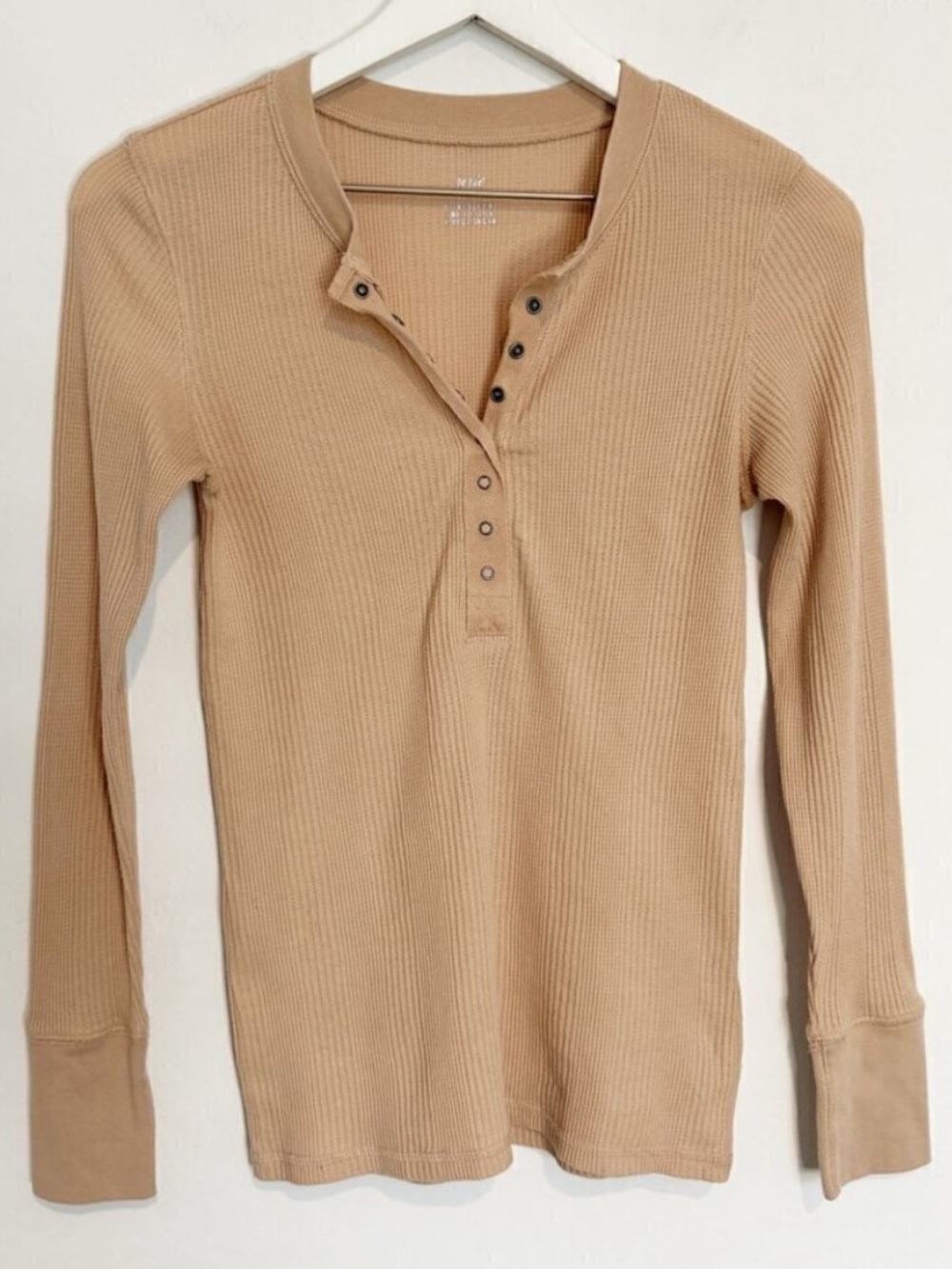 Aerie Heart Eyes Waffle Henley XS Cozy Loungewear Quiet Luxury Soft Pullover Top
